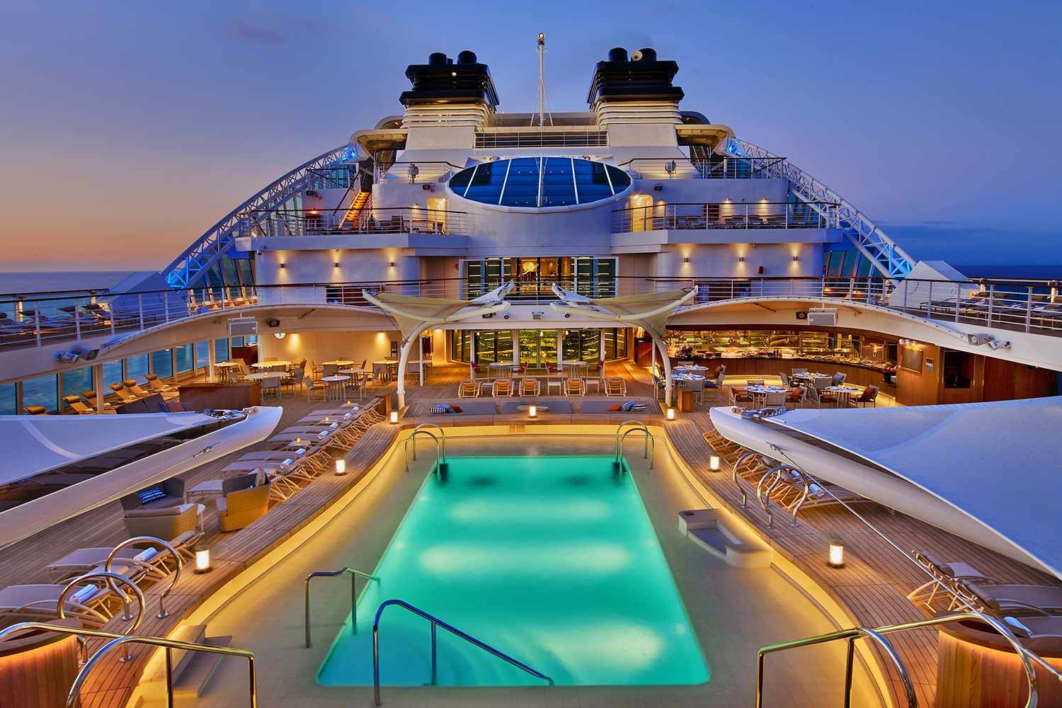 Cruise ship sailing on open water